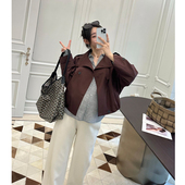 LeoMami孕妇装 外套 宽松风衣短款 春秋休闲花苞袖 廓形夹克外穿时尚