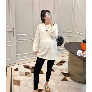 宽松内搭垂感抓绒上衣 果冻T恤打底衫 LeoMami孕妇装 春秋柔软长袖