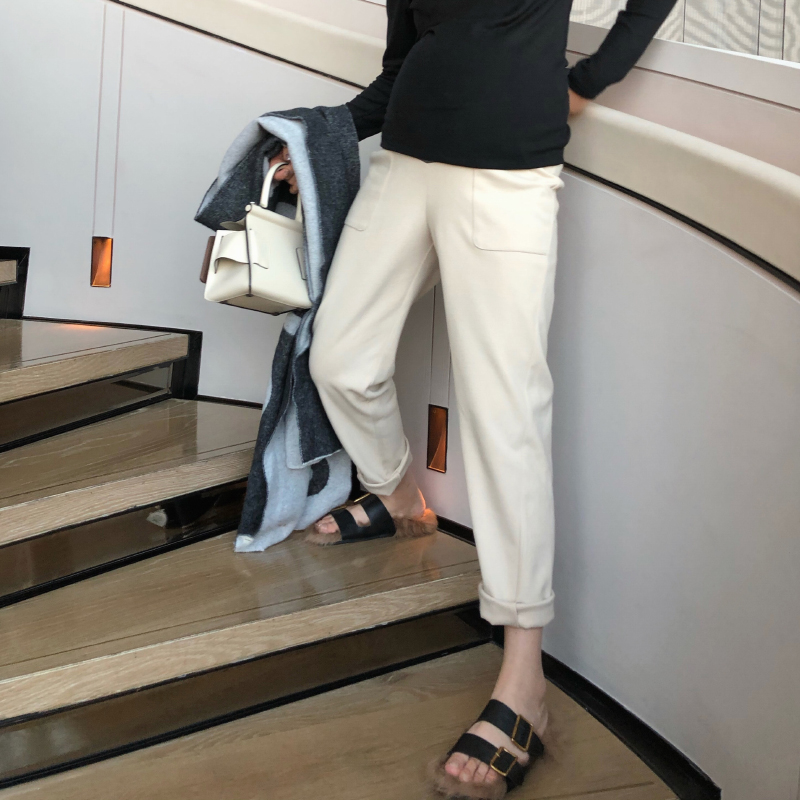 leomami加绒加厚奶奶孕妇裤子