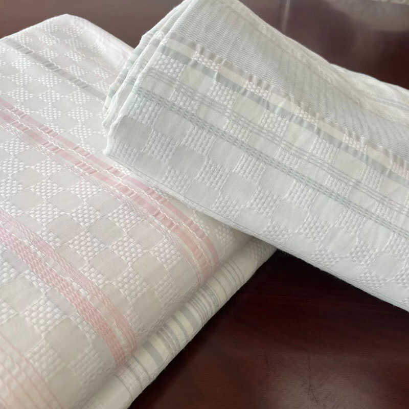 外贸出口 60支缎纹100%纯棉色织提花被套枕套三件套全棉被罩单件