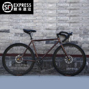 死飞自行车男公路赛车碟刹成人学生女跑车24寸26寸活飞实心胎单车