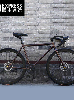死飞自行车男公路赛车碟刹成人学生女跑车24寸26寸活飞实心胎单车