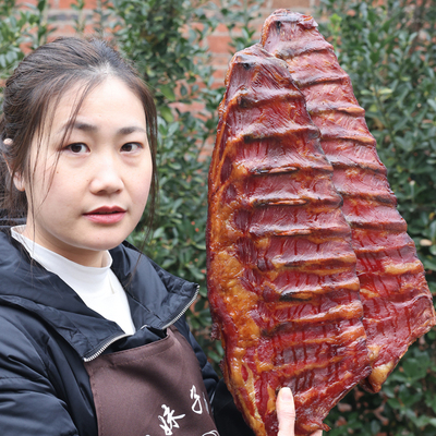 包邮年货四川柏枝烟熏腊排骨 农家手工自制土猪精排正宗川味腊肉