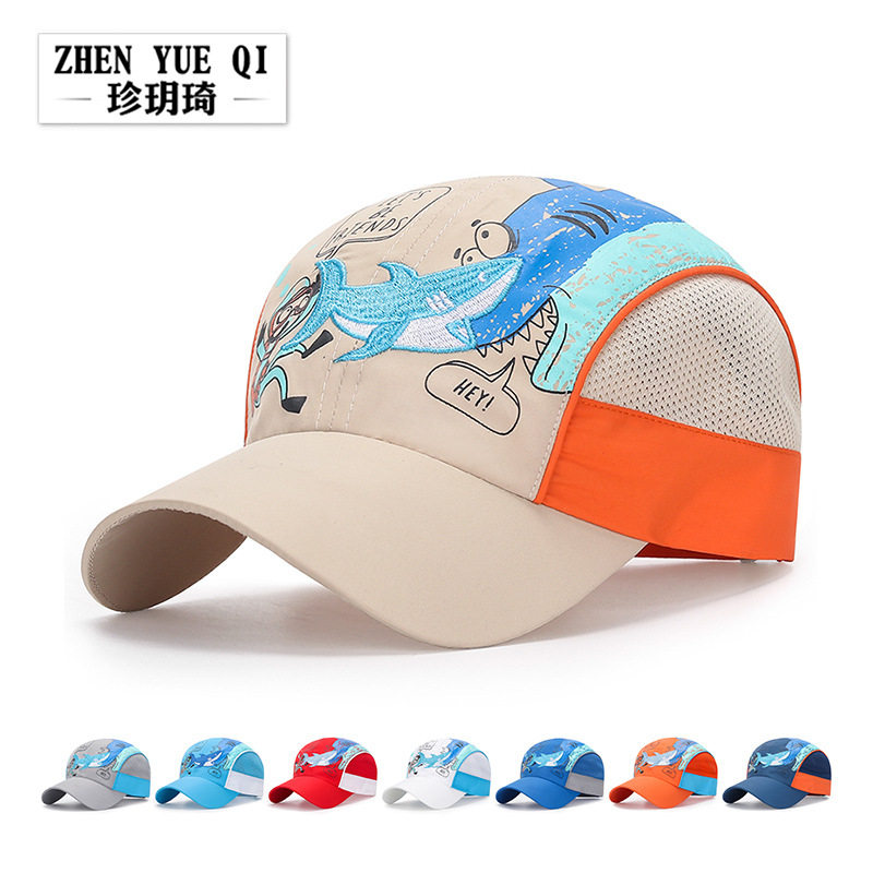 夏季小孩小学生防晒帽子男女儿童遮阳速干帽可爱彩色棒球帽卡通