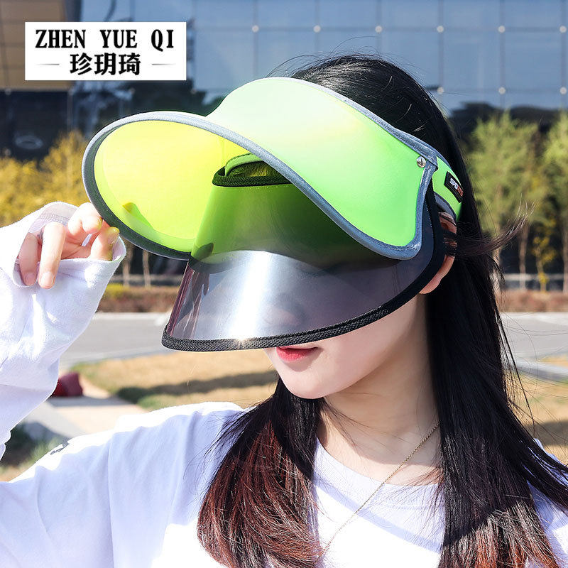 夏天帽子女防晒帽骑车遮脸双层镜片遮阳帽出游沙滩太阳帽厂家时尚