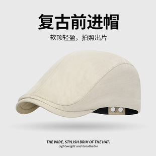 春秋季竹节棉质复古欧美风前进帽男女款时尚百搭文艺反戴鸭舌帽子