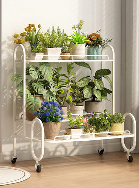 落地式阶梯花架置物架阳台多层可移动客厅铁艺架子多肉托盘花盆架