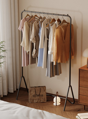 落地挂衣架卧室单杆晾衣架晒架简易家用衣服架神器折叠室内晾衣架