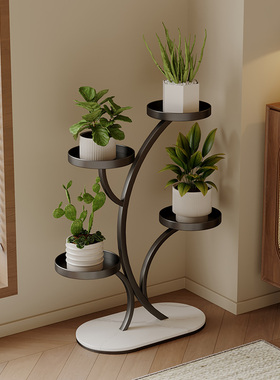 高端中古风多层花架置物架客厅落地式铁艺花架子阳台轻奢花盆托架