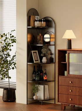 客厅中古风铁艺落地书架多功能可移动收纳架家用多层大容量置物架