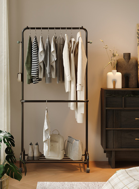 中古风衣帽架家用卧室落地衣架可移动加粗加厚挂衣架多功能置物架