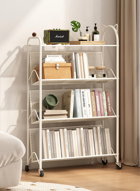 可移动卧室转角儿童小书柜绘本收纳架阅读架奶油风书架落地置物架