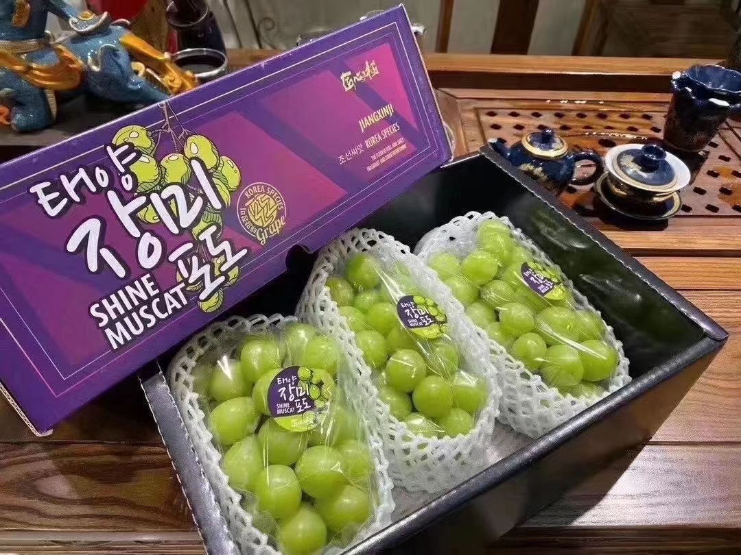 韩国特级晴王阳光玫瑰礼盒装超大颗香印青提中秋礼品顺丰包邮