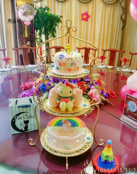 手工艺三层蛋糕架婚庆生日糕点架创意面包店展示台点心水果装饰架