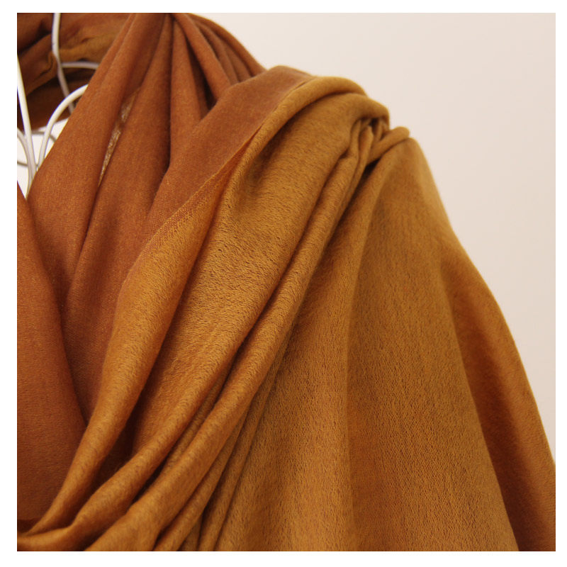 欧美订单春秋季低调气质双面双色缎面豆沙金咖色羊绒披肩围巾优雅