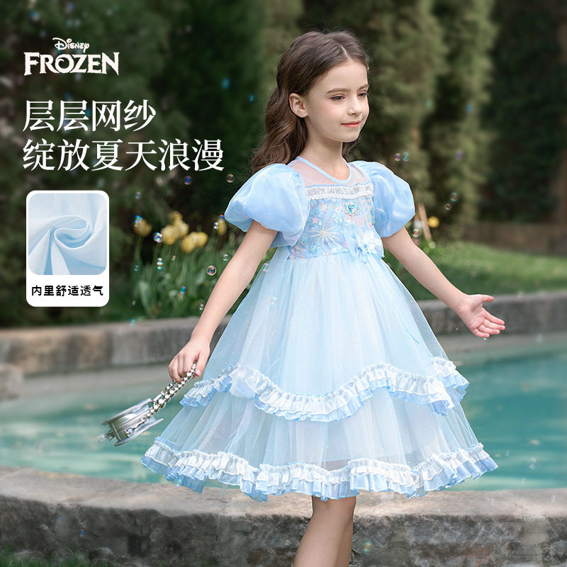 Disney/迪士尼女童网纱连衣裙夏季洋气无袖女孩纱裙子儿童公主裙