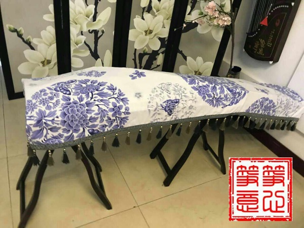 高档礼品文艺防尘古筝罩 乐器罩(青花瓷纯棉印花)送胶布 高档礼品文艺防尘古筝罩 乐器罩(青花瓷纯棉印花)送胶布