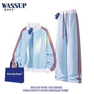 WASSUP HOPE卫衣套装男女春秋韩版休闲立领外套情侣衣服潮流长裤