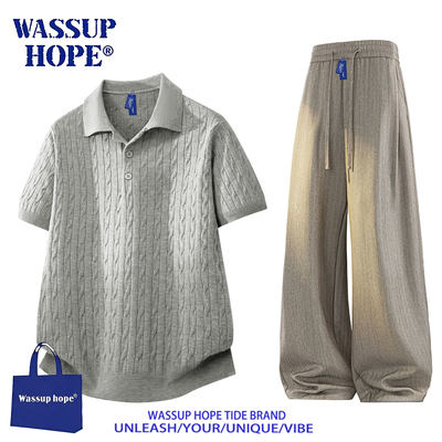 WASSUPHOPE夏季短袖西裤男套装
