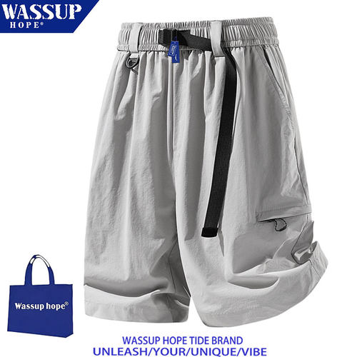 WASSUPHOPE撞色凉感工装短裤男
