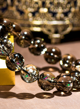 天然阿赛茶晶黑金转运手链