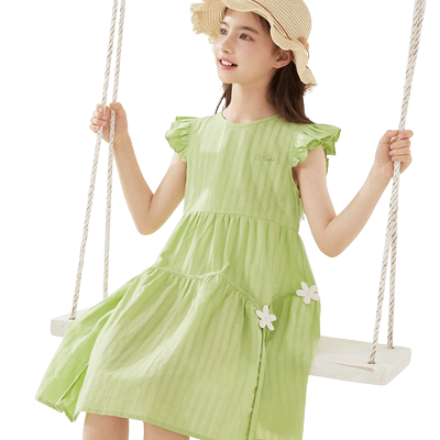 迪士尼女童连衣裙清新夏A类纯棉