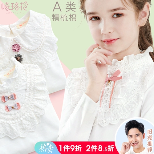 Приятная телу детская футболка, осенний хлопковый лонгслив, белая тонкая рубашка, в западном стиле, подходит для подростков