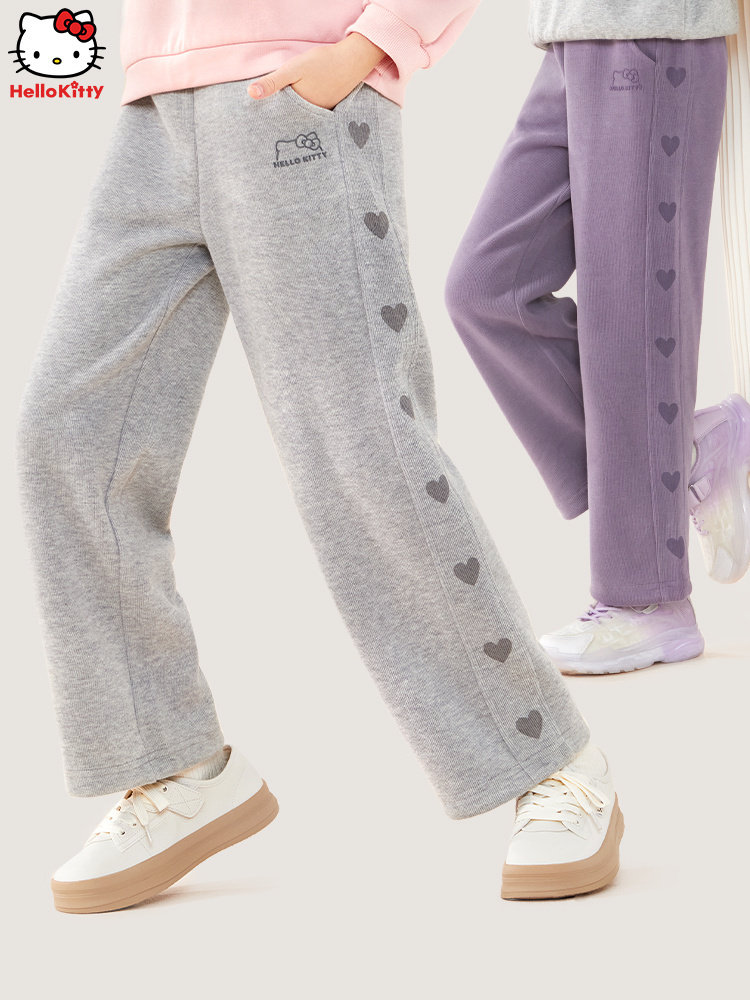 女童裤子春秋儿童宽松运动裤2025新款加绒加厚大童直筒裤休闲童装