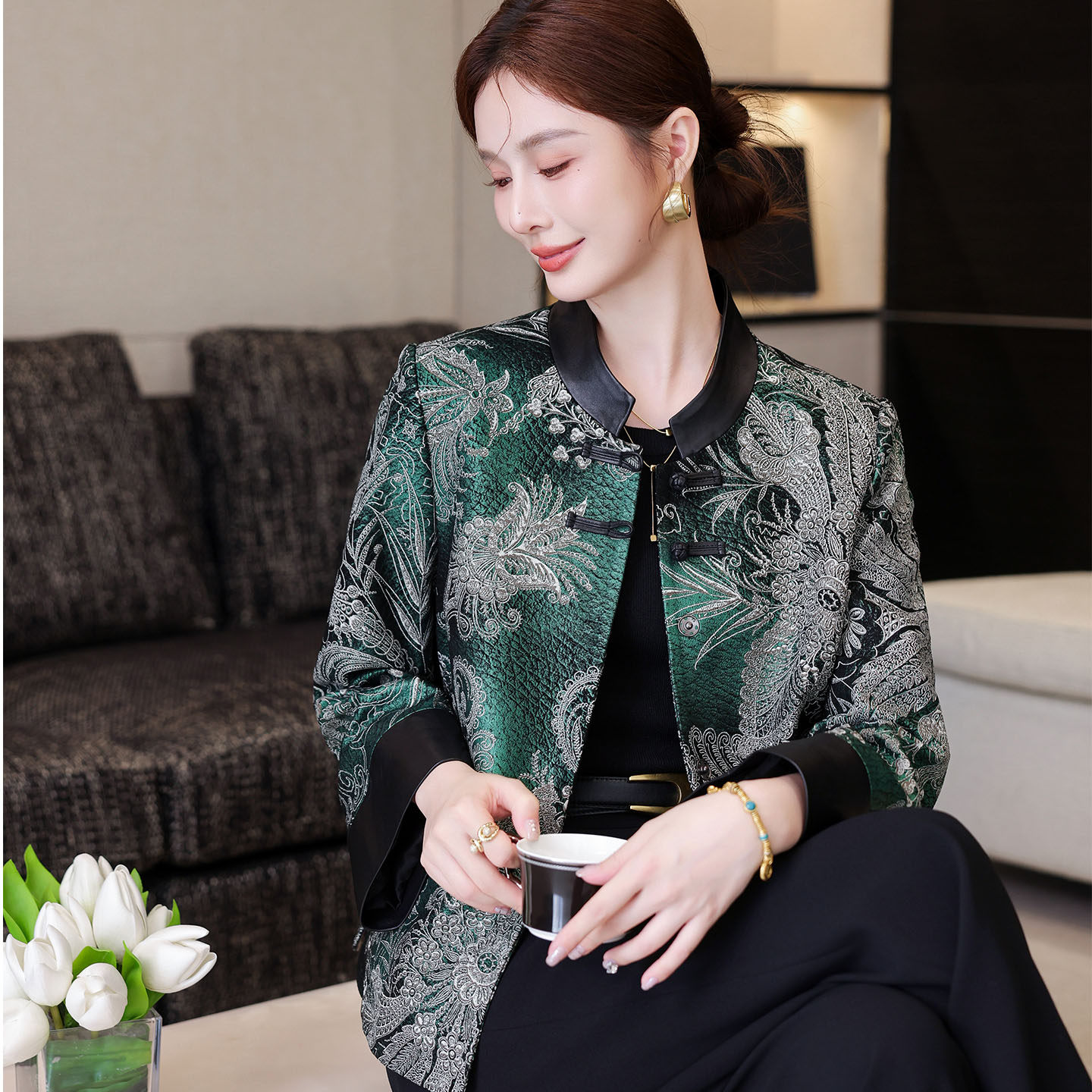 真皮皮衣女春秋新款中年妈妈款