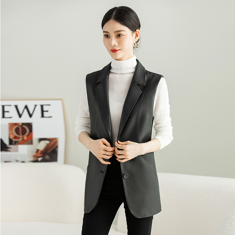 海宁真皮皮衣女2024新款春秋装休闲小个子绵羊皮夹克马甲外套短款