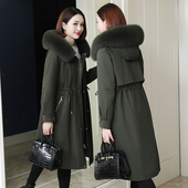 派克服女冬2023新款 中长款 獭兔毛内胆可拆卸海宁皮草大衣外套过膝