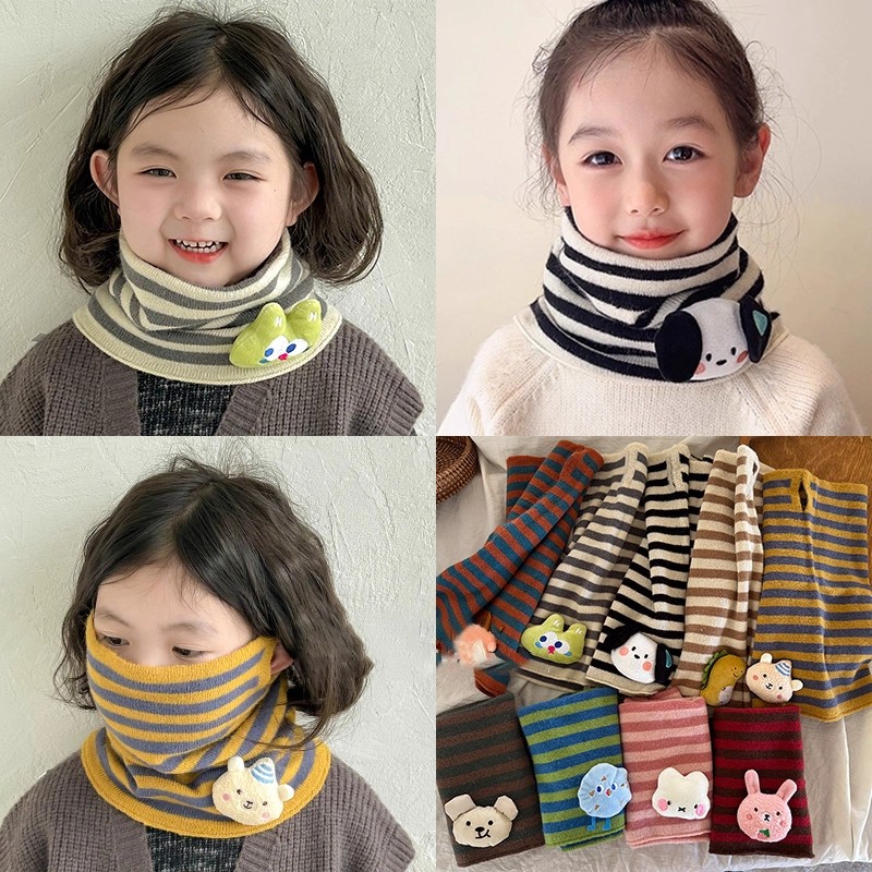 【加绒保暖】卡通条纹围巾