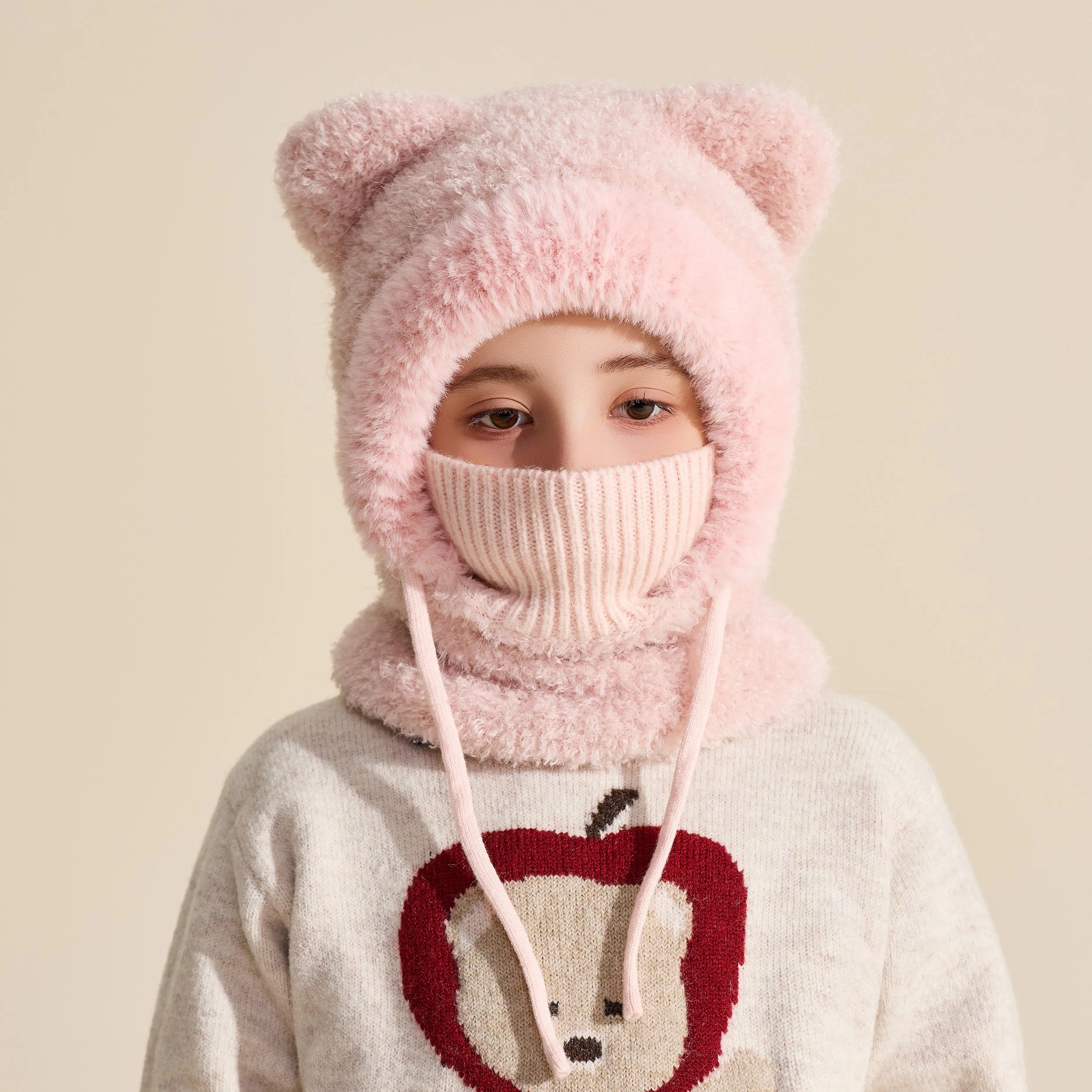 毛绒绒儿童帽子围脖一体女冬天防寒保暖帽护耳防风加厚男女孩童帽,服饰配件/皮带/帽子/围巾,帽子,淘宝优惠券,粉丝福利购,淘宝优惠卷