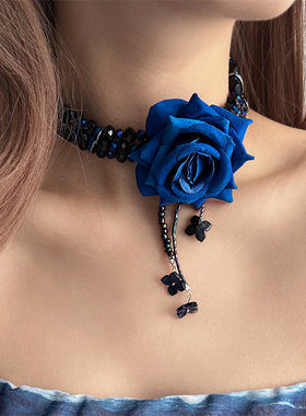 【重工辣妹风】蓝色玫瑰花串珠