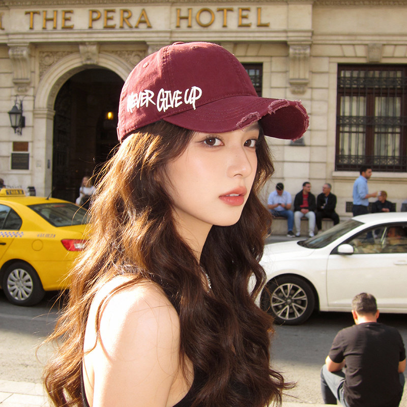 美式水洗做旧破洞牛仔棒球帽女百搭刺绣字母显脸小宽帽檐鸭舌帽子,服饰配件/皮带/帽子/围巾,帽子,淘宝优惠券,粉丝福利购,淘宝优惠卷