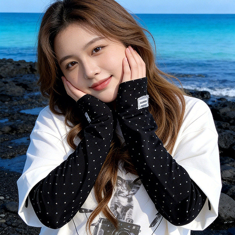 波点冰丝防晒冰袖女2026正流行夏季海边加大加宽凉爽防紫外线护臂