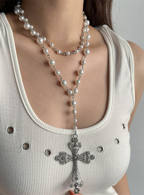 【哥特亚比】珍珠十字架项链配饰