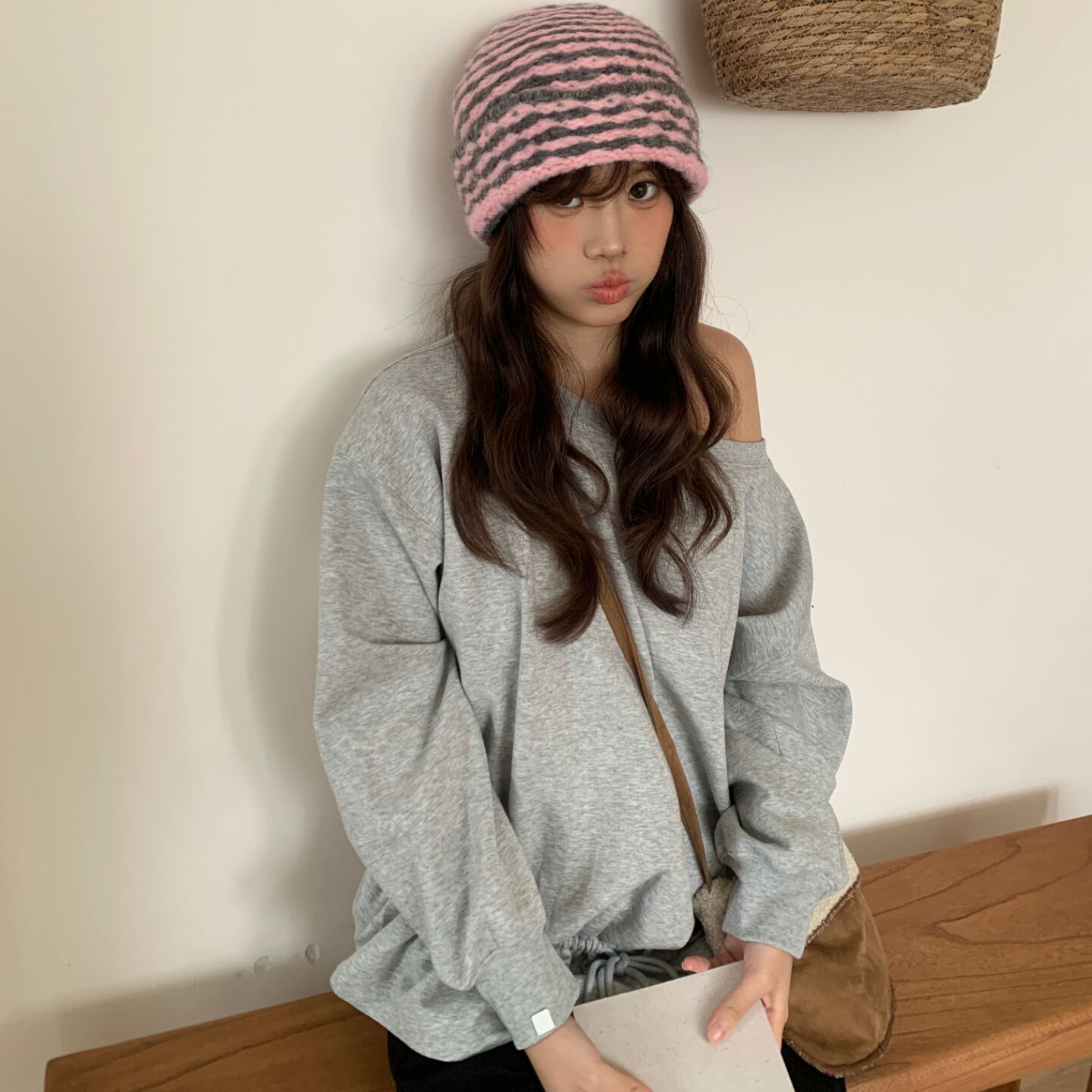 【全网热销】韩版条纹针织毛线帽