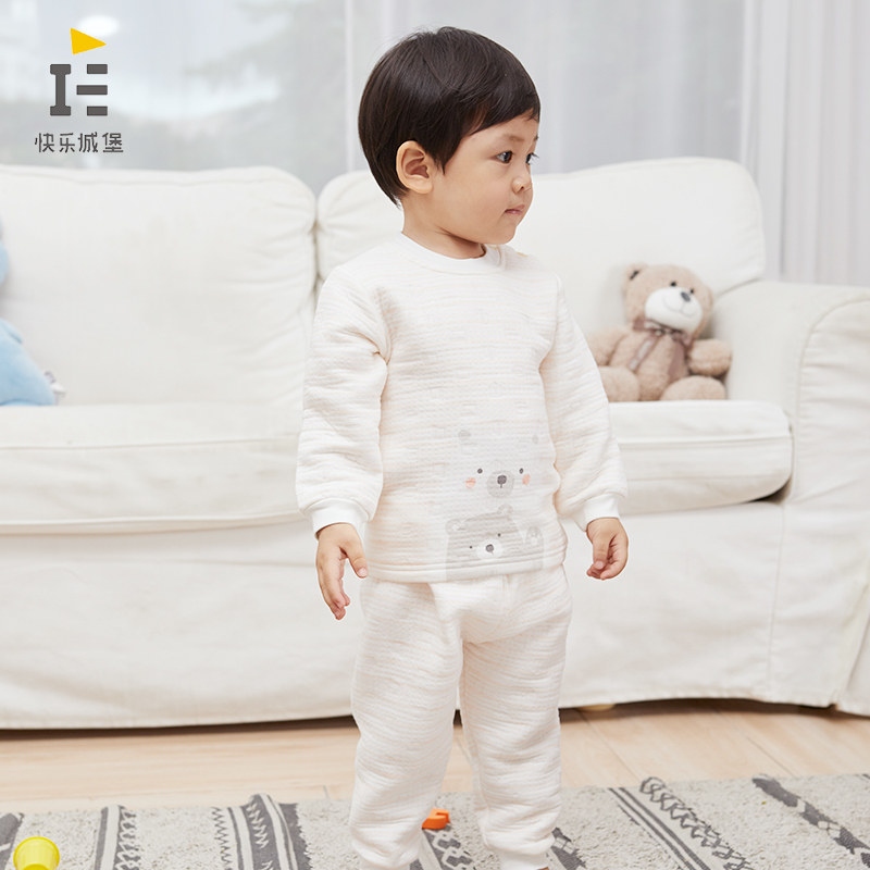HAPPY CASTLE INFANT THERMAL UNDERWEAR SET COTTON AUTUMN AND WINTER BOYS AND GIRLS SILK WINTER CHILDRENS AUTUMN CLOTHES AND AUTUMN PANTS