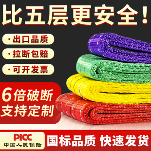 HUGO彩色吊装带工业扁平吊带加厚起重吊车吊装带国标1/3/5/10吨
