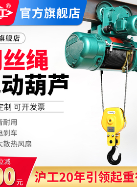 沪工钢丝绳电动葫芦CD1型0.5吨1T2吨5吨3米6米提升机导绳器起重机