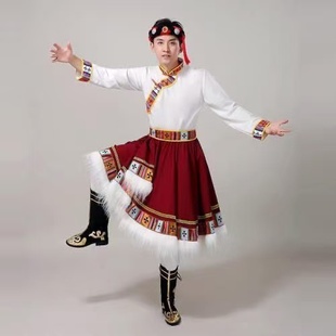 少数民族学生艺考舞蹈练习舞蹈半身裙 藏式 新款 藏族舞蹈演出服装