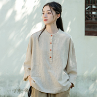 zowesfun復(fù)古套頭棉麻襯衫