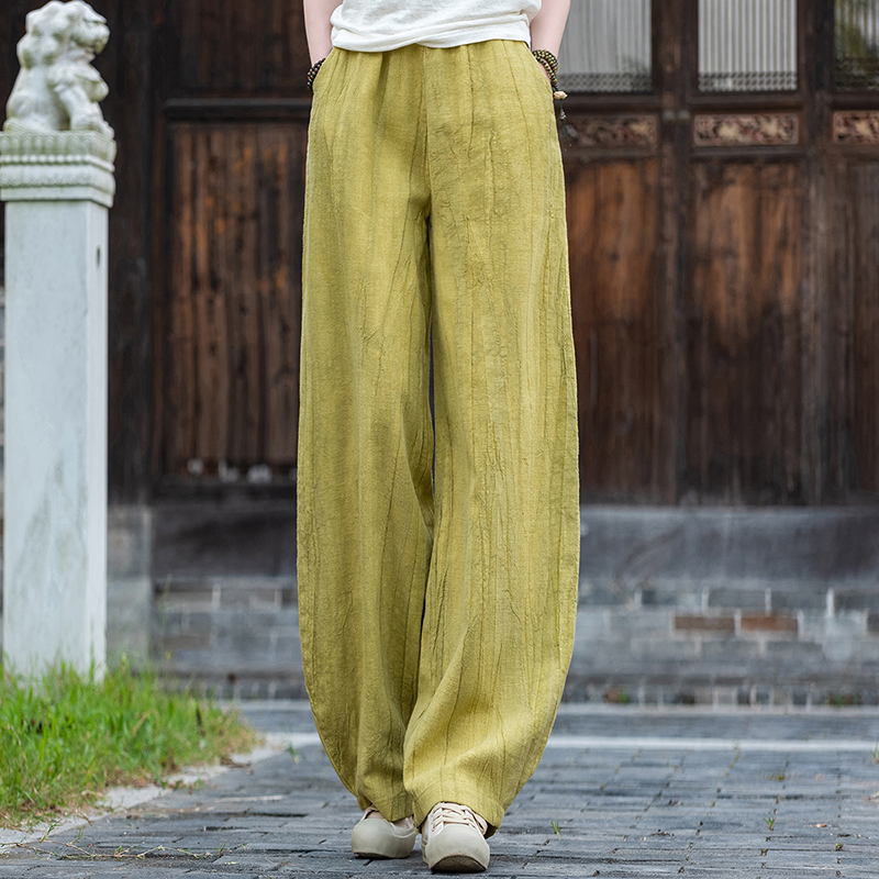 苎麻扎染复古灯笼裤女式2025春秋新款棉麻宽松休闲裤禅意百搭长裤