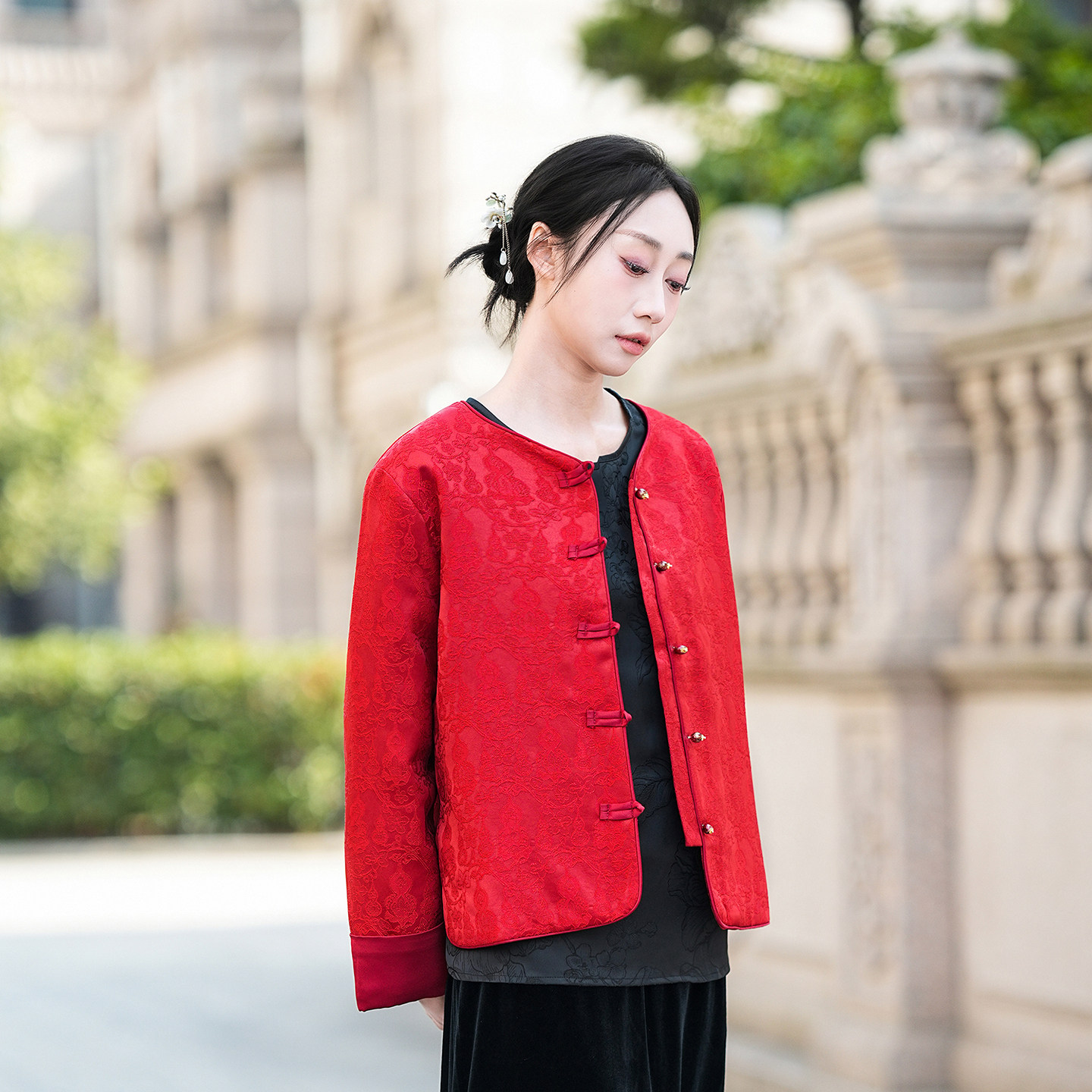 新中式棉服2026新款提花盘扣国风夹棉外套加棉提花女装红色过年发,女装/女士精品,棉衣/棉服,淘宝优惠券,粉丝福利购,淘宝优惠卷