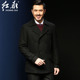 双排扣商务毛呢大衣男外套 英伦韩版 修身 时尚 红都羊毛大衣男短款