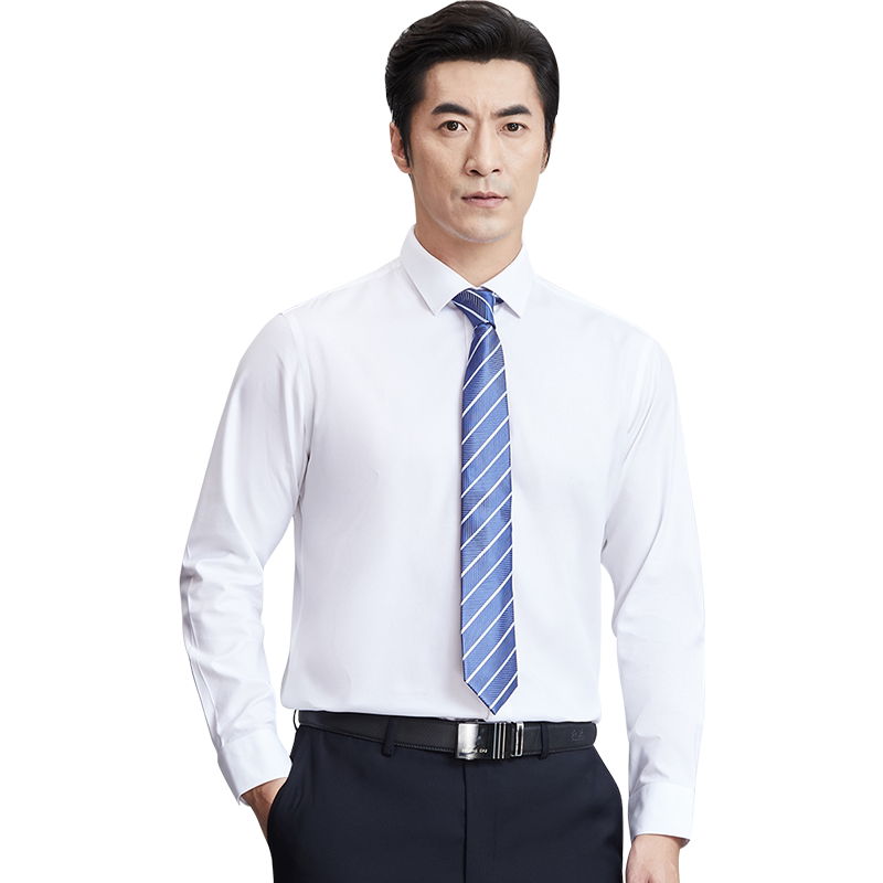 红都成衣免烫男士长袖衬衫微弹棉正装商务上班职业工装团购男衬衣