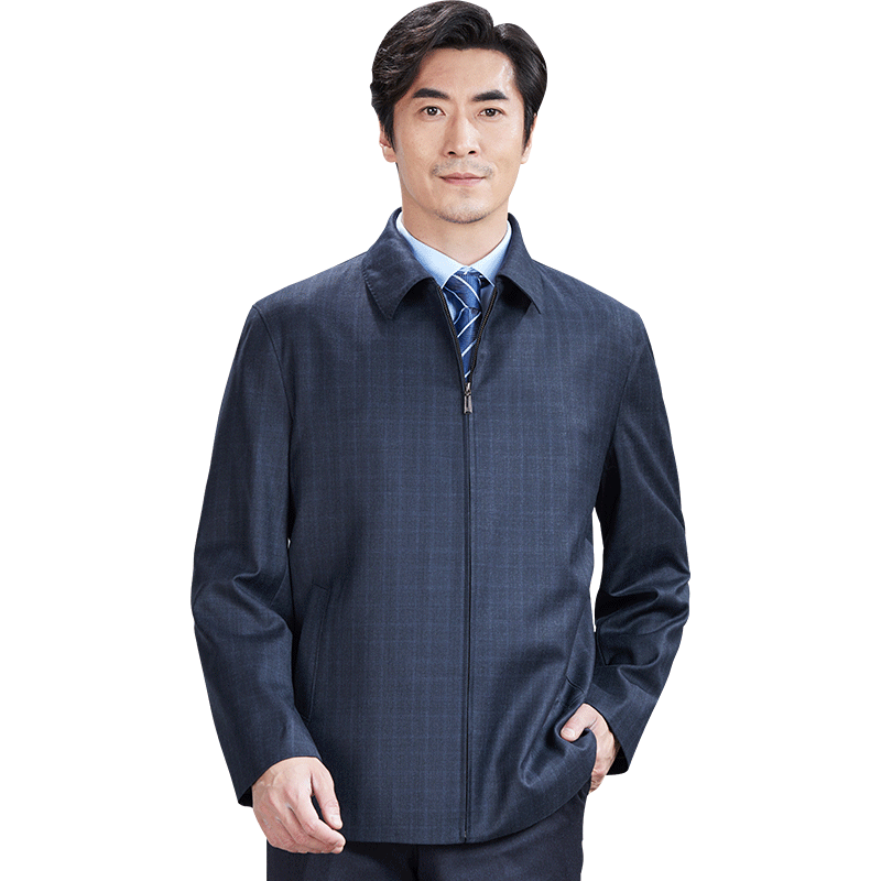 红都中年男士羊毛夹克暗格开会