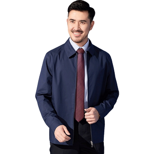 红都中年男士夹克秋装新款商务休闲棉质料上班男装茄克外套