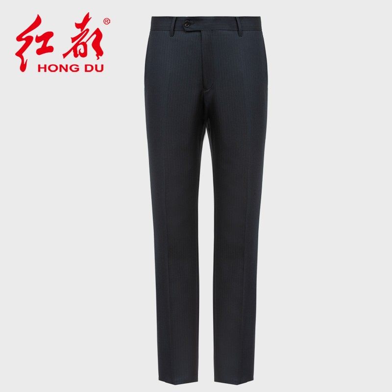 红都竖条纹西裤进口面料100羊毛男装商务西装裤装职场会议上班款